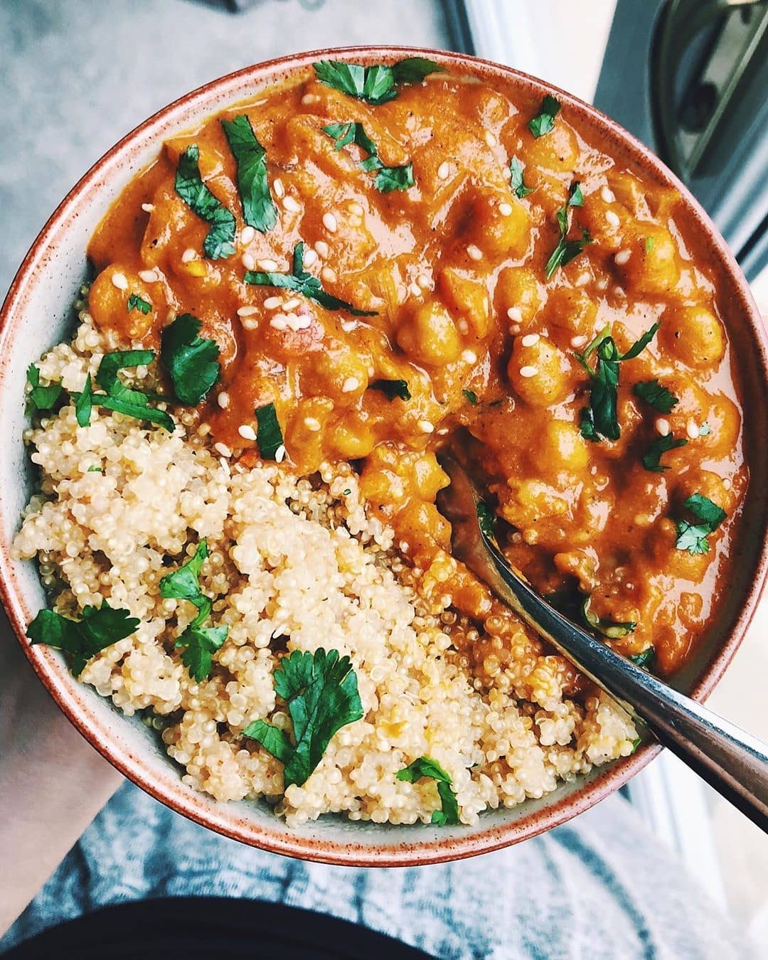 Creamy Coconut Chickpeas with Quinoa and Coriander