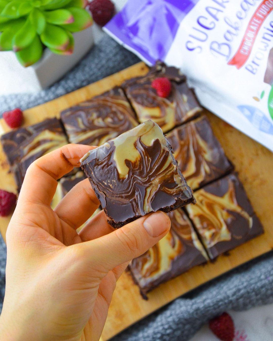 Vegan Gooey Fudge Brownies with Swirl
