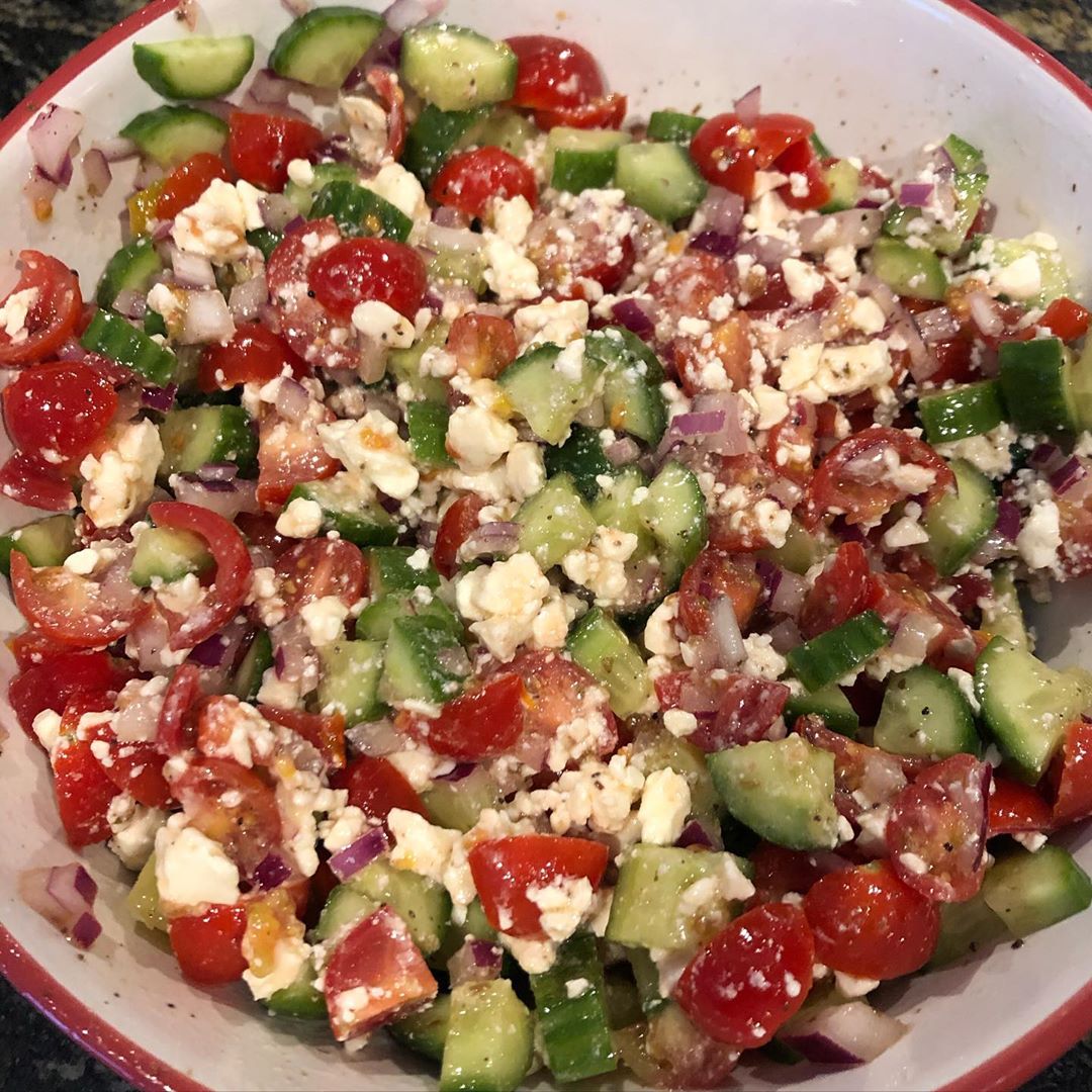 Fresh Greek Salad with Feta and Vegetables