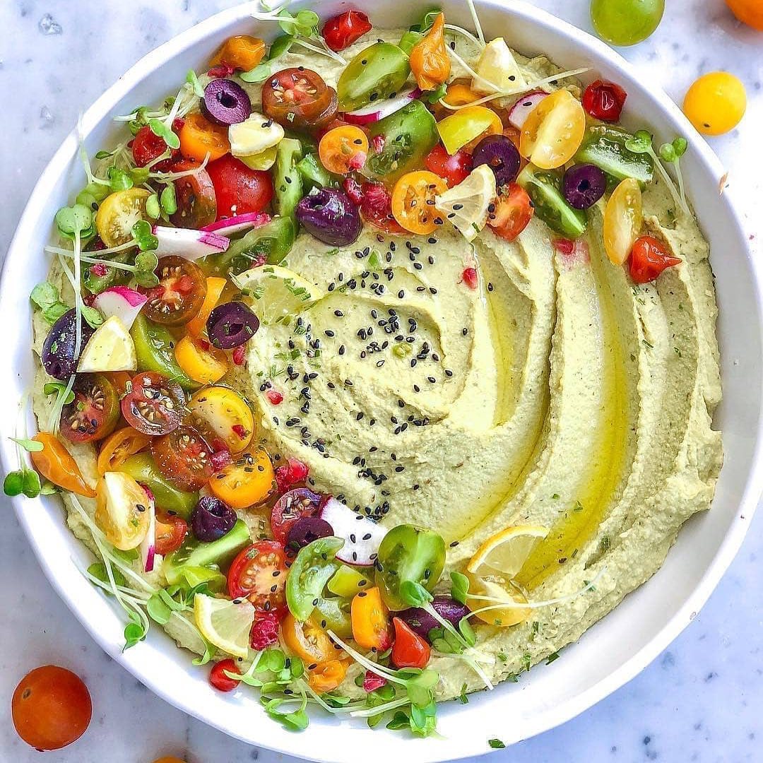 Homemade Creamy Cilantro Cumin Hummus