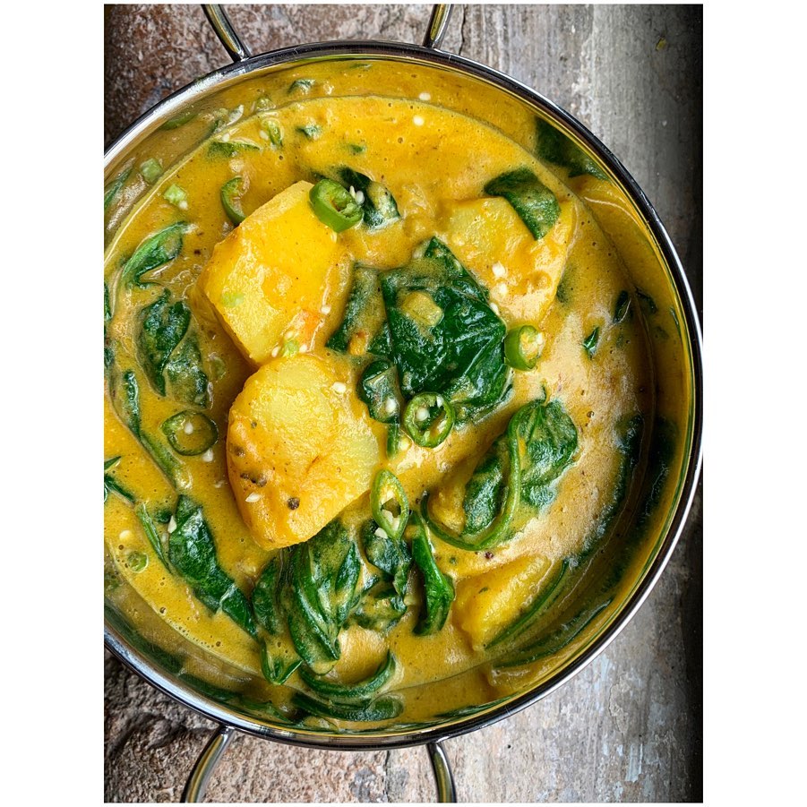 Potato Spinach and Coconut Curry