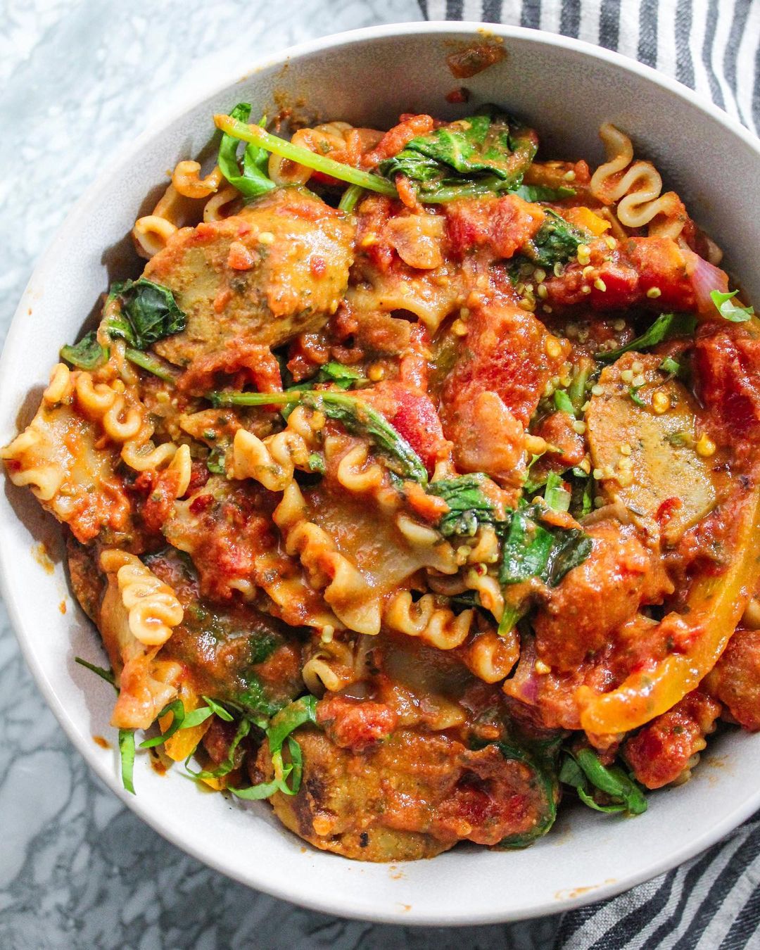 Tomato Tahini Pasta and Sausage