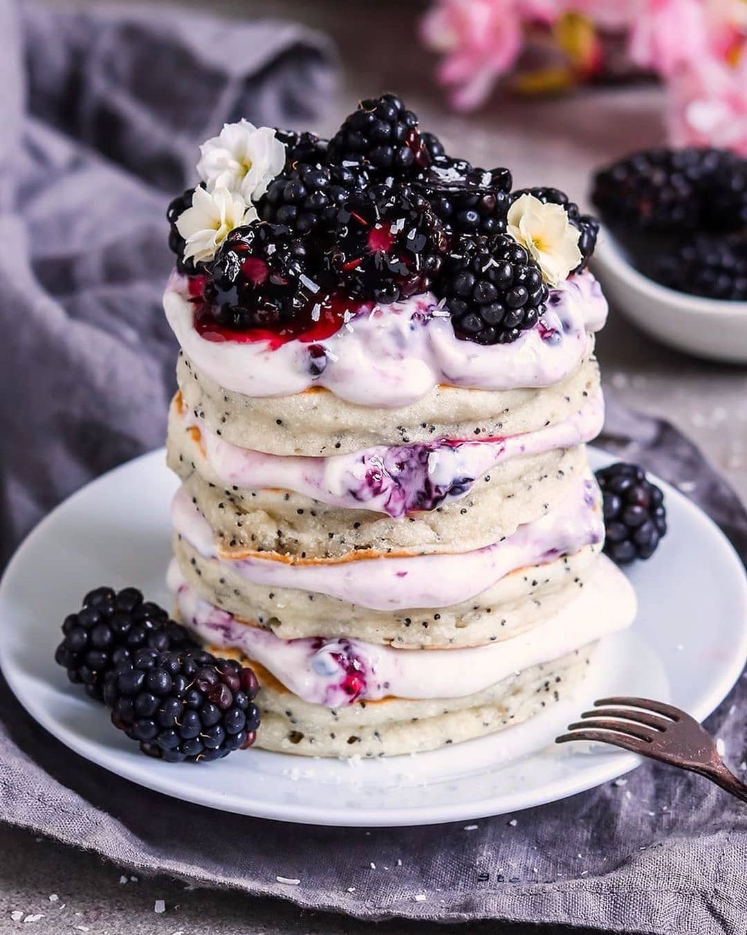 Fluffy Blueberry Poppy Seed Pancakes