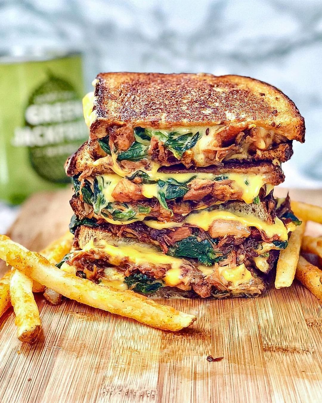 Vegan BBQ Jackfruit Grilled Cheese