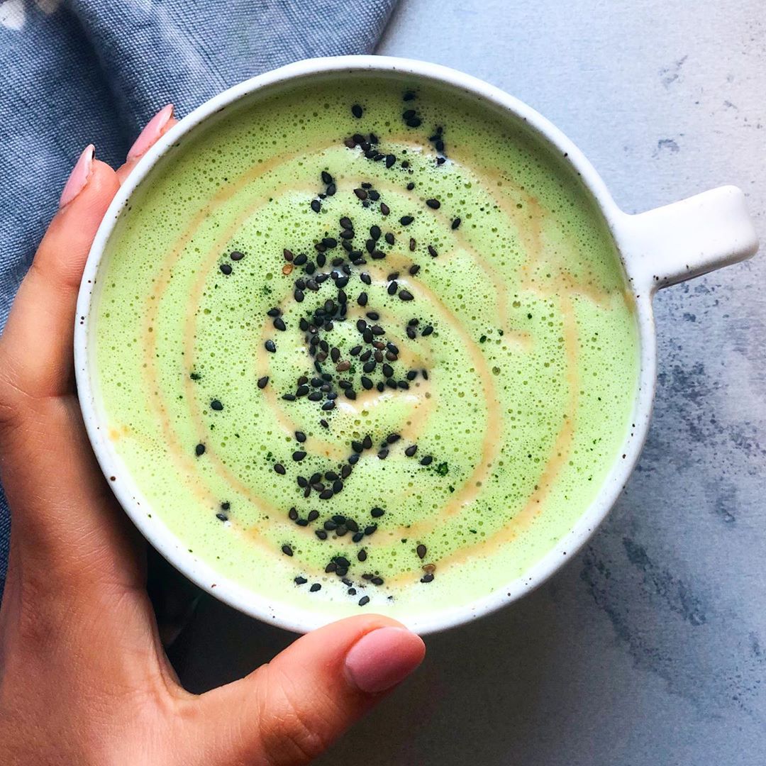 Creamy Matcha Tahini Latte with Nut Milk