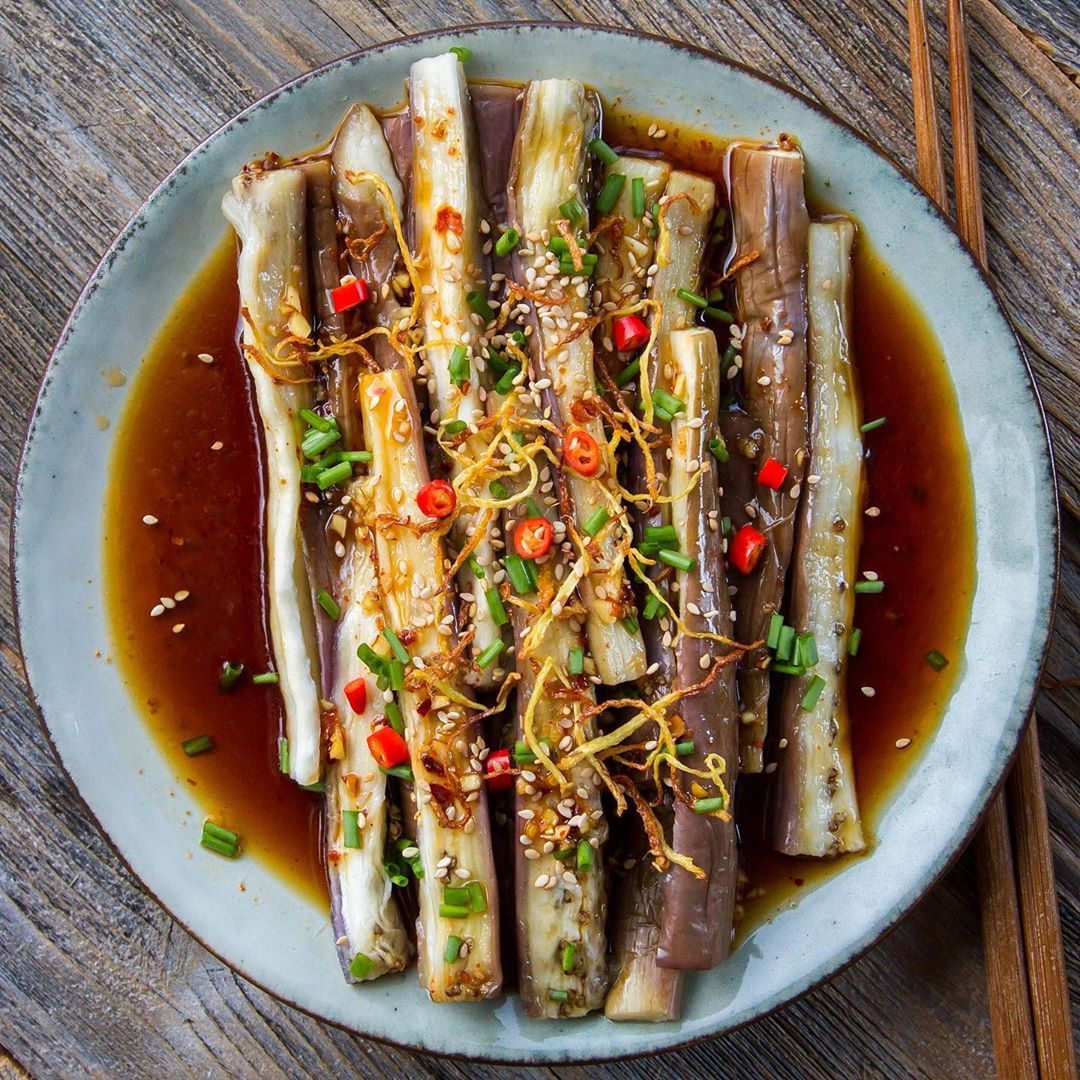 Steamed Eggplant with Crispy Ginger