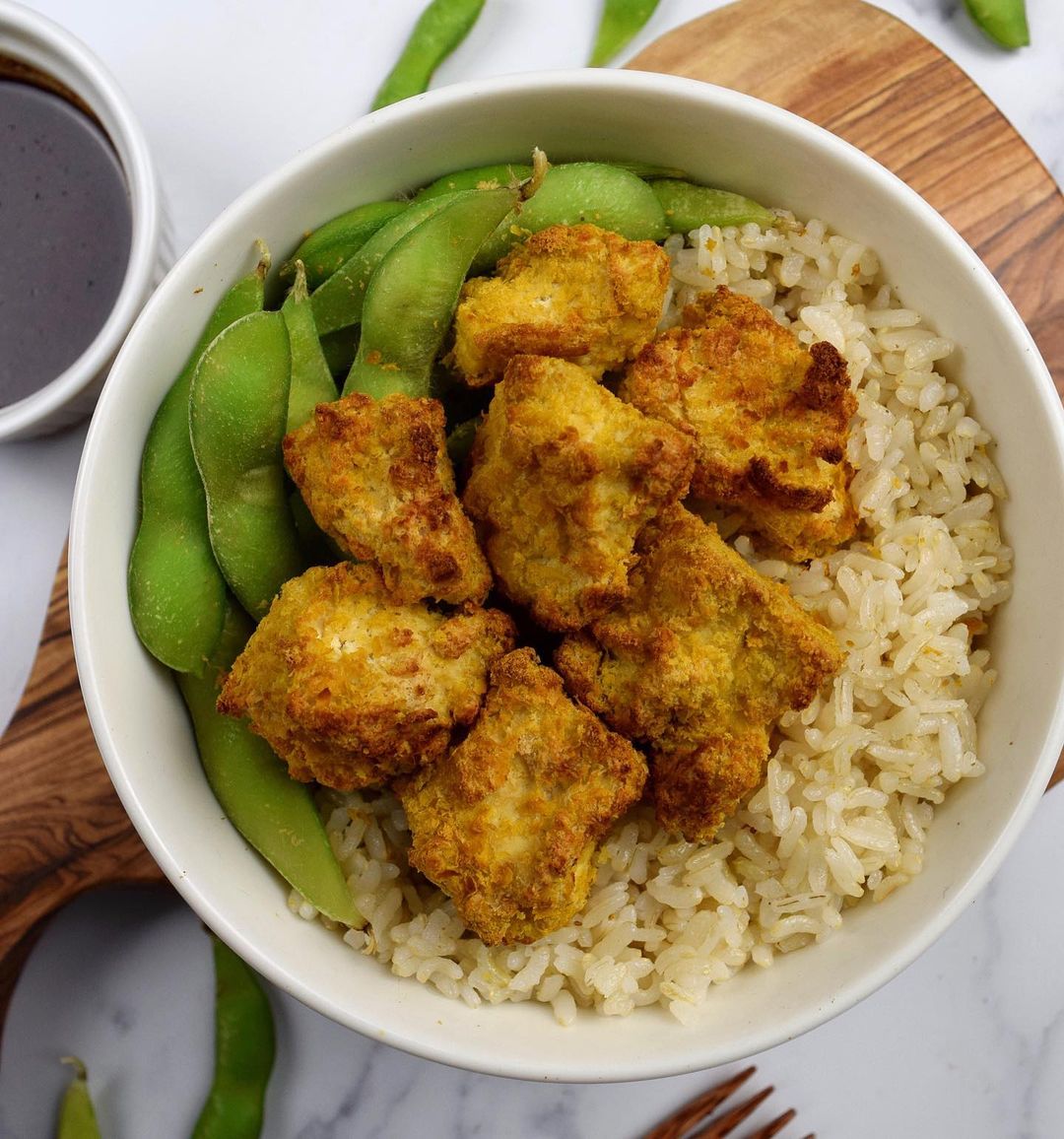 Crispy Air-Fried Popcorn Tofu