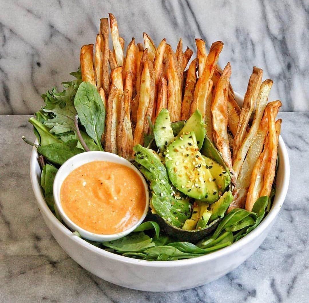 Crispy Oven-Baked Fries with Vegan Nacho Cheese