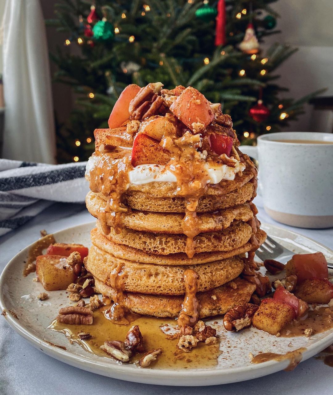 Cinnamon Apple and Pecan Pancakes