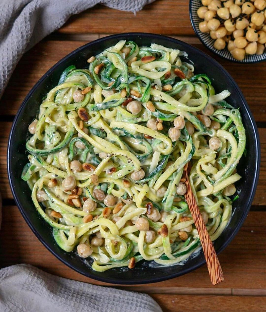 Creamy Tahini Garlic Sauce with Zucchini Noodles