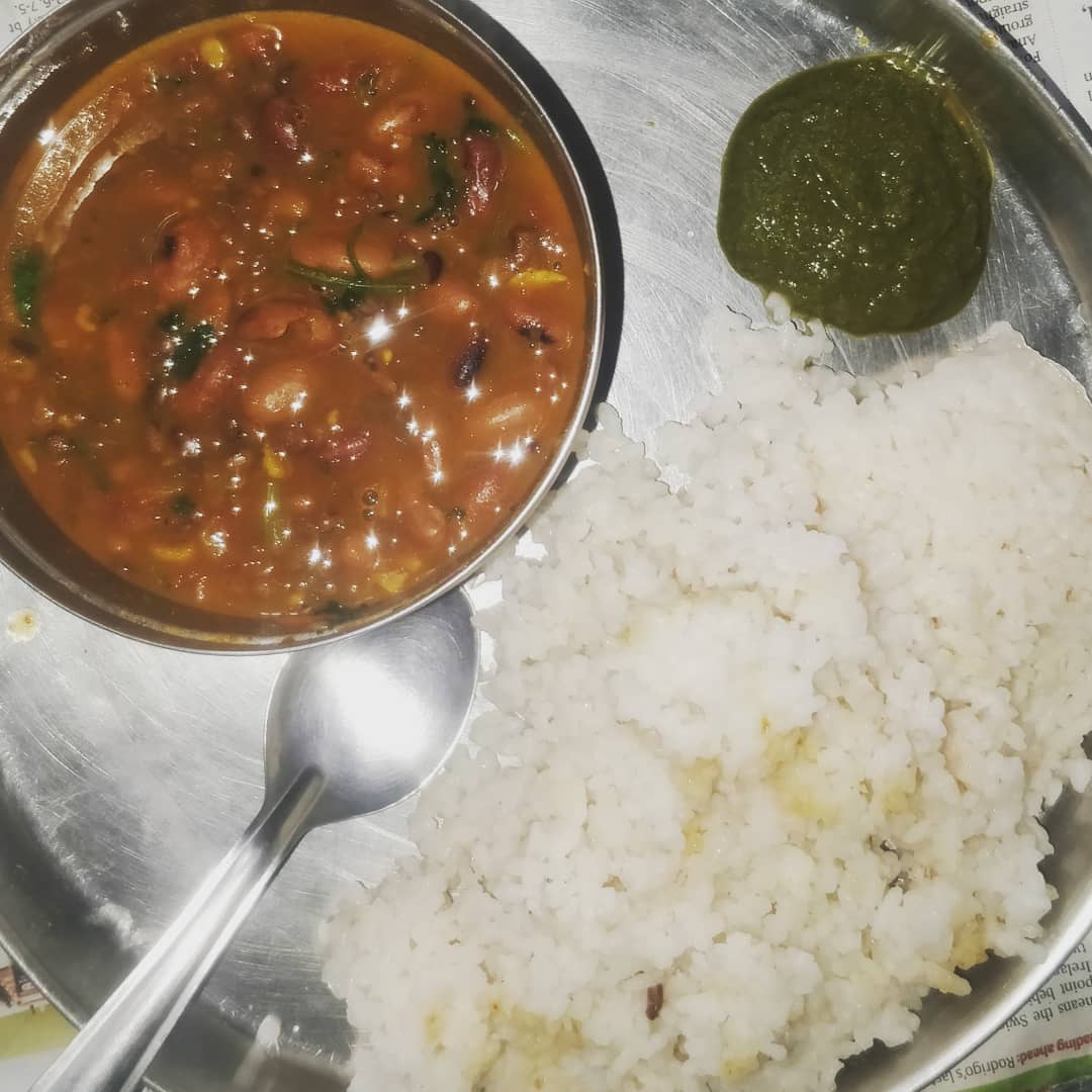 Rajma and Gahat Dal with Rice and Chutney