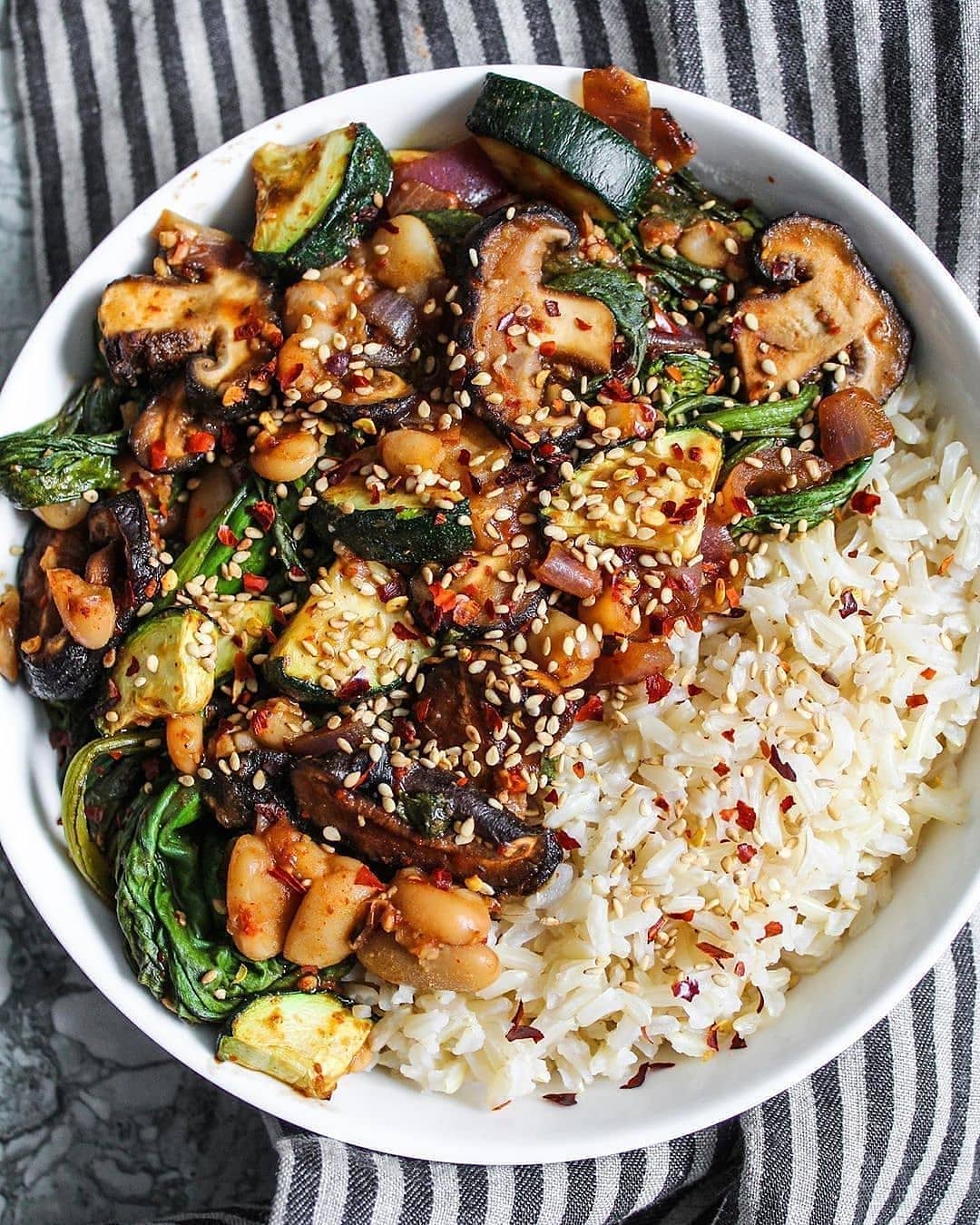 Quick Vegan Stir Fry with Zucchini and Beans