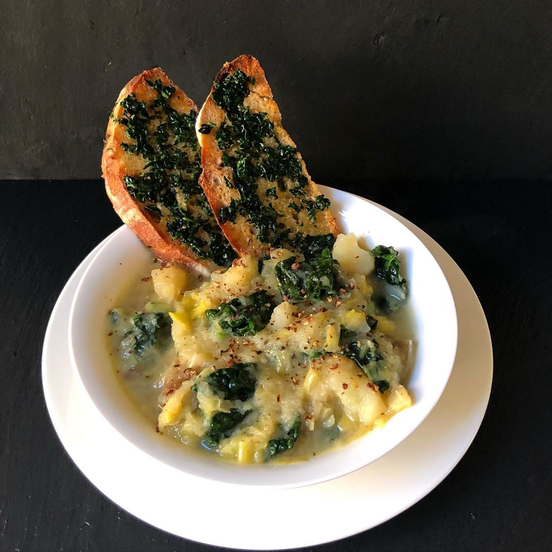 Leek and Potato Soup with Kale