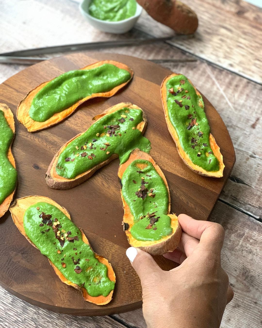 Sweet Potato Toast with Pesto