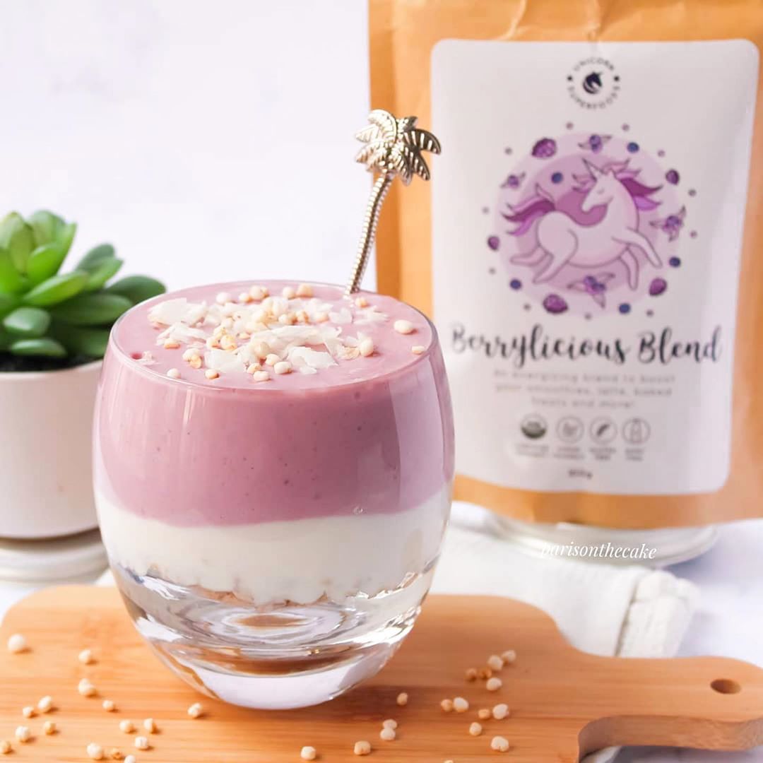 Berrylicious Smoothie Layered with Coconut Yoghurt