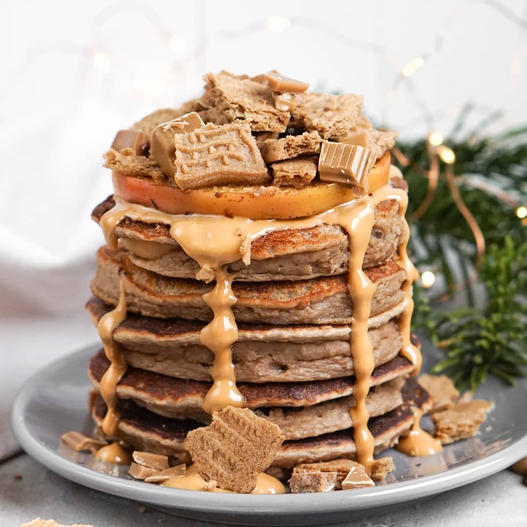 Healthy Apple Protein Pancakes with Toppings