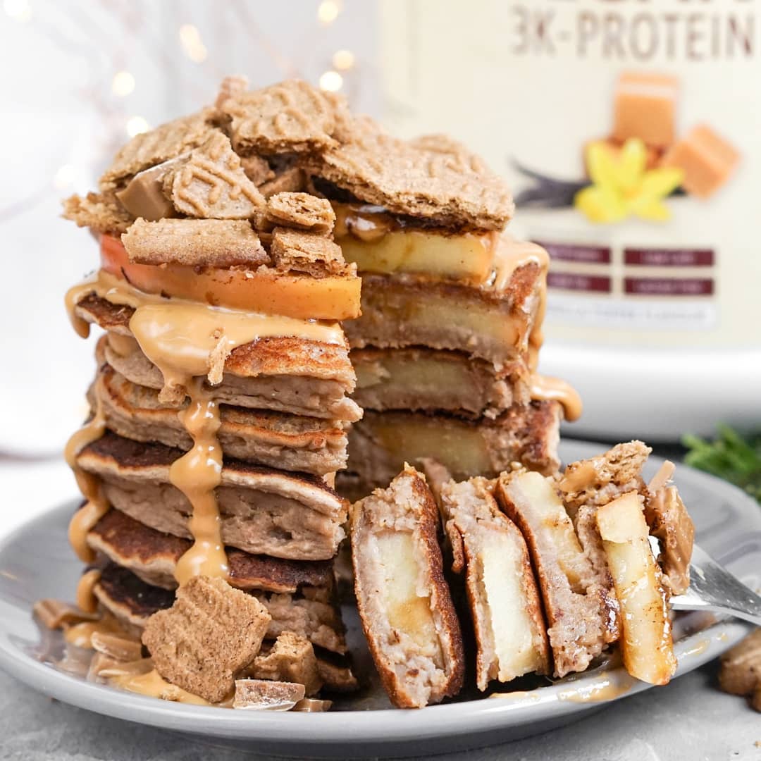 Healthy Apple Protein Pancakes with Toppings