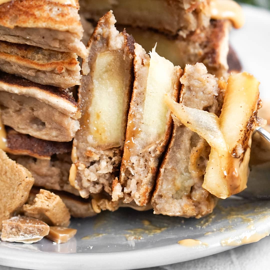 Healthy Apple Protein Pancakes with Toppings