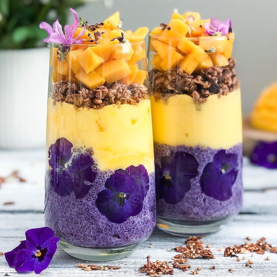 Healthy Mango Black Goji Parfaits