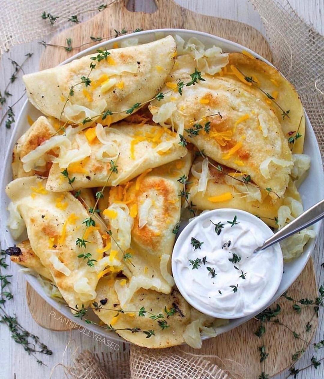 Vegan Pierogi with Potato and Cheddar