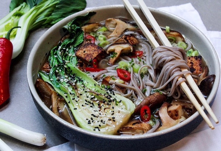 Hearty Tofu Noodle Soup with Asian Flavors