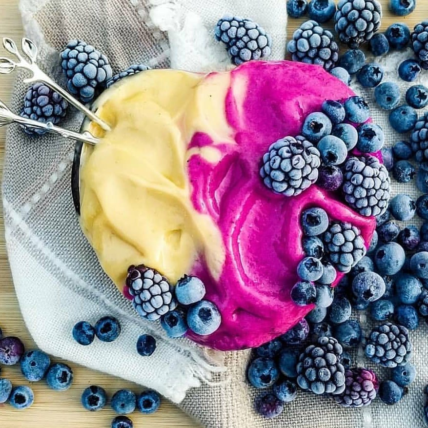 Pink and Yellow Fruit Smoothies