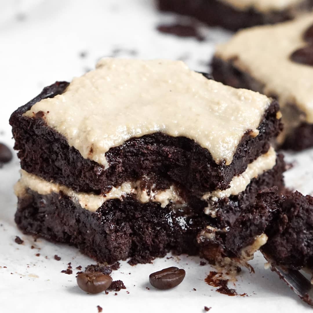 Healthy Zucchini Brownies with Espresso Cashew Frosting