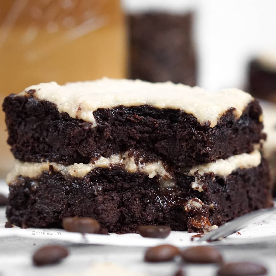 Healthy Zucchini Brownies with Espresso Cashew Frosting