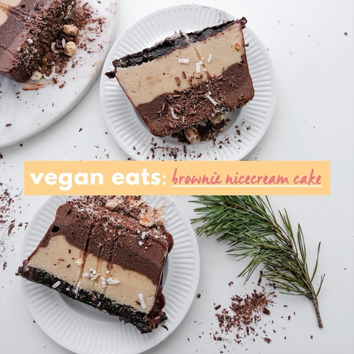 Decadent Vegan Brownie Nicecream Cake