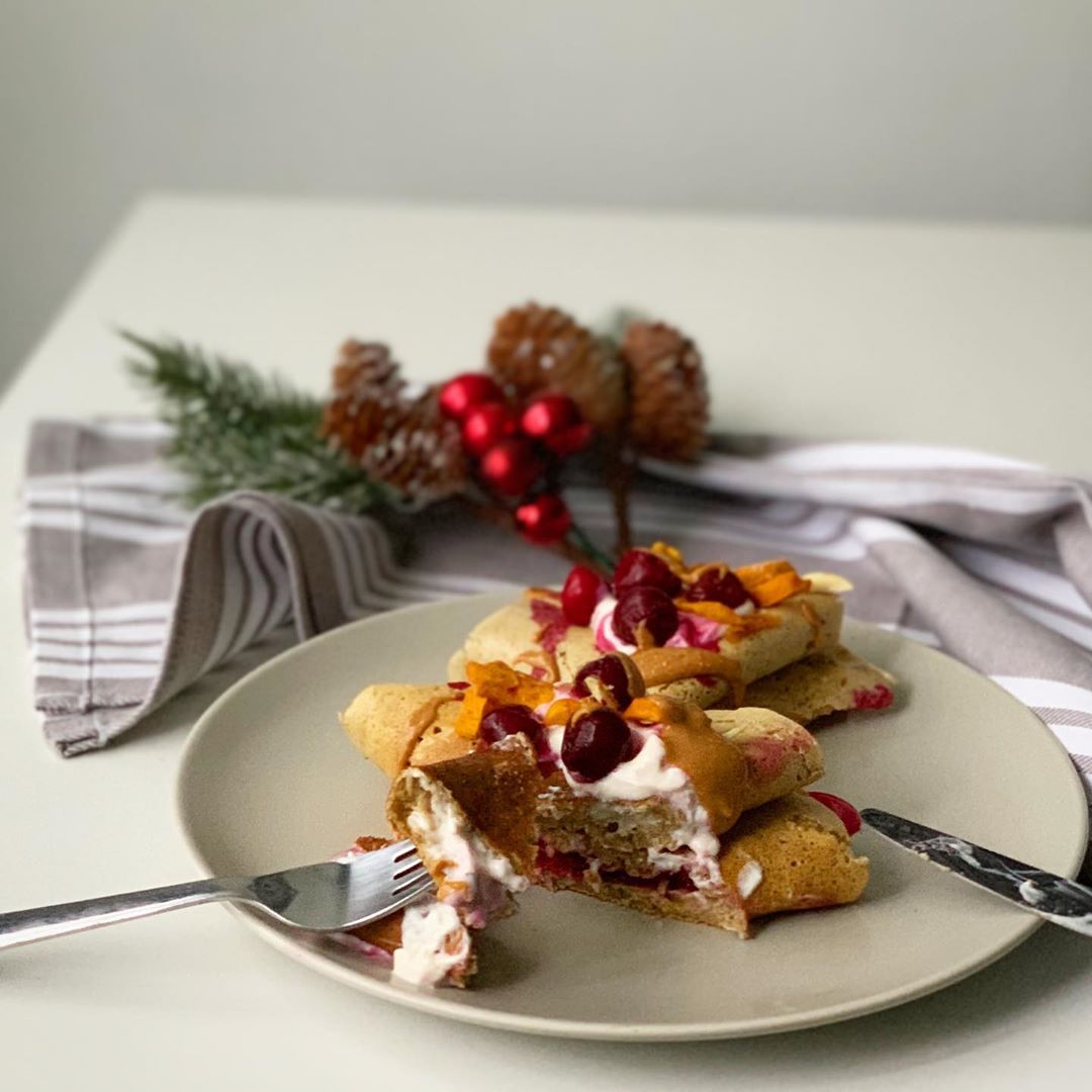 Vegan Cardamom Cherry Crêpes