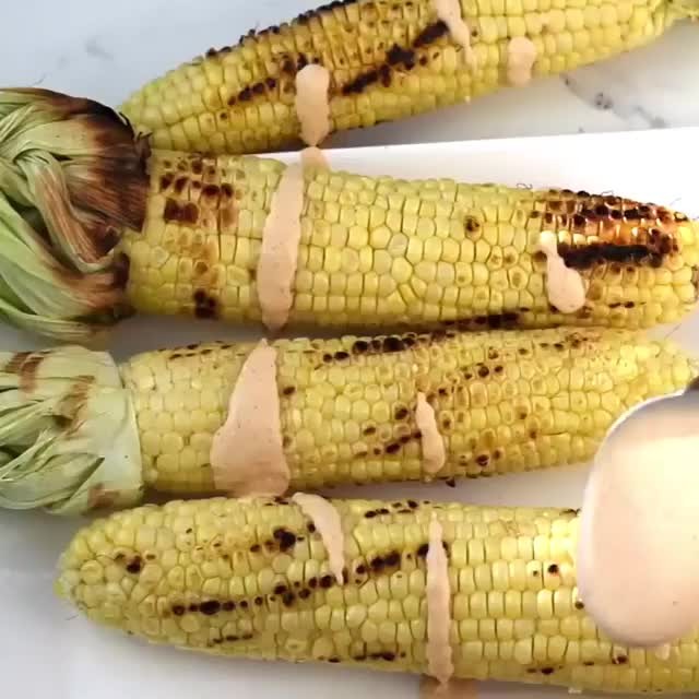 Grilled Sweet Corn with Cashew Chipotle Mayo