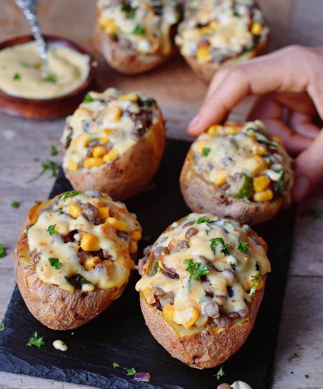 Vegan Stuffed Potato Skins Dish