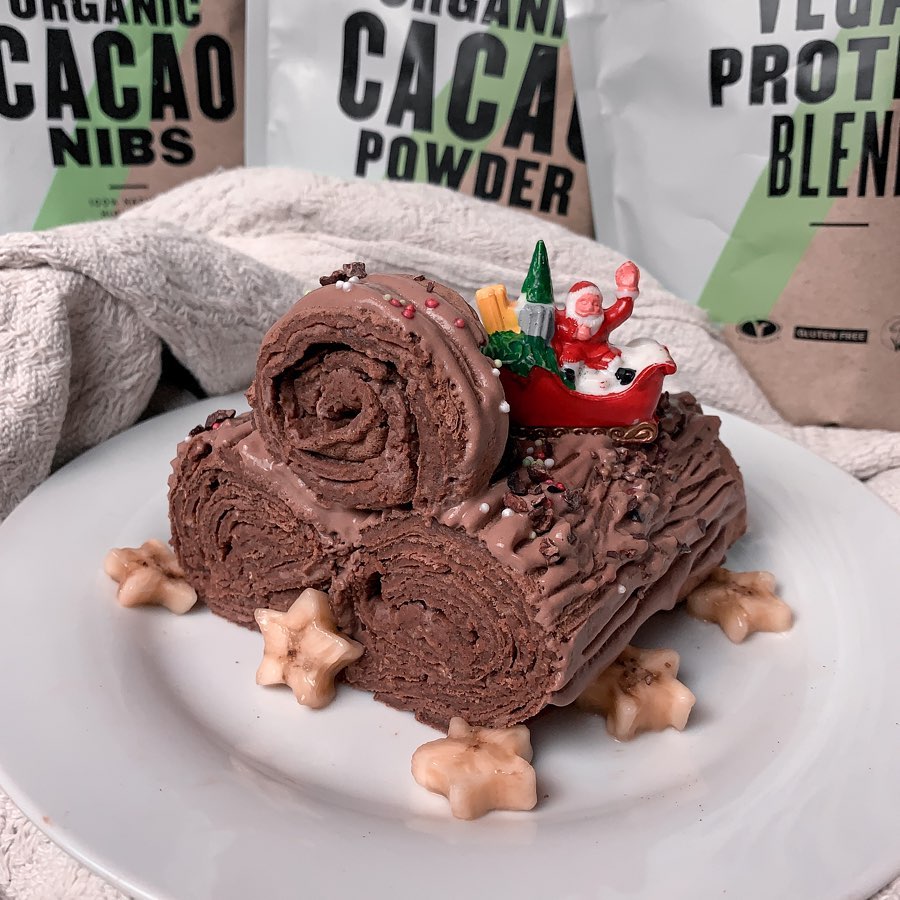 High Protein Choco Crepe Yule Log