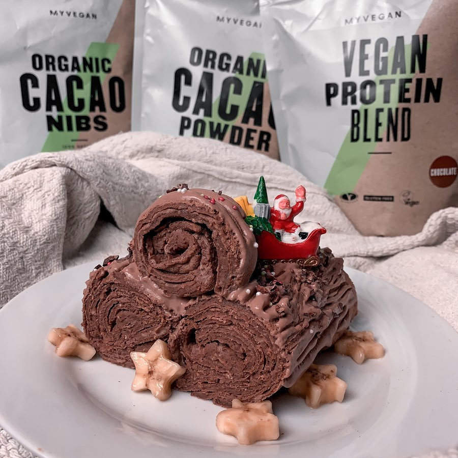 High Protein Choco Crepe Yule Log