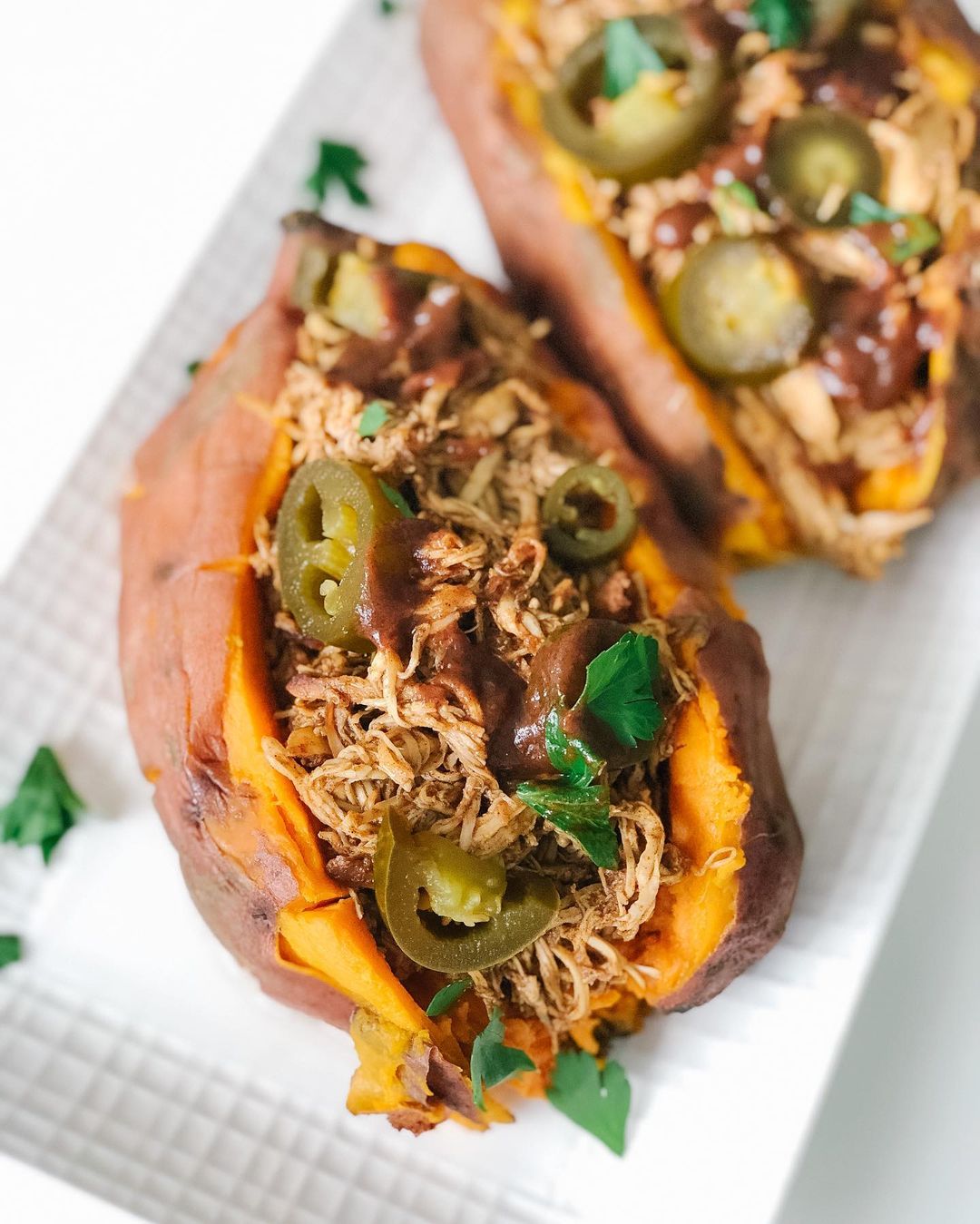 Instant Pot BBQ Chicken Stuffed Sweet Potatoes