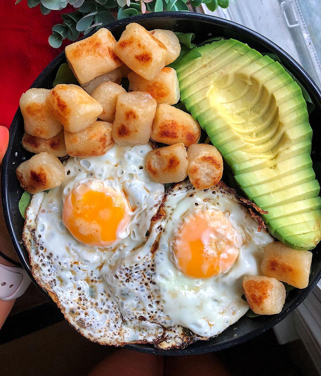 Eggs with Crispy Cauliflower Gnocchi and Avocado