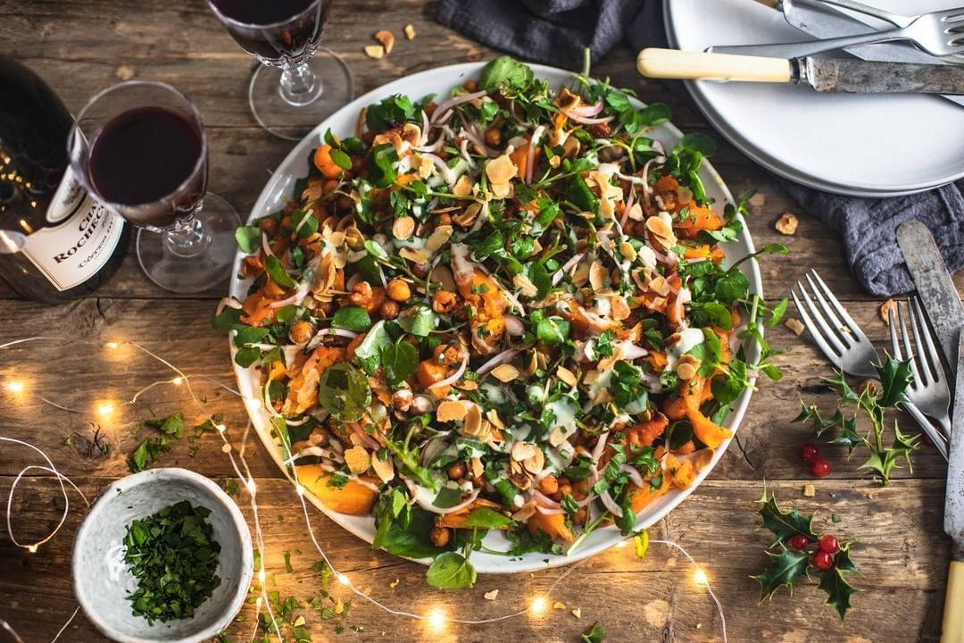 Roast Carrot and Chickpea Salad with Tahini