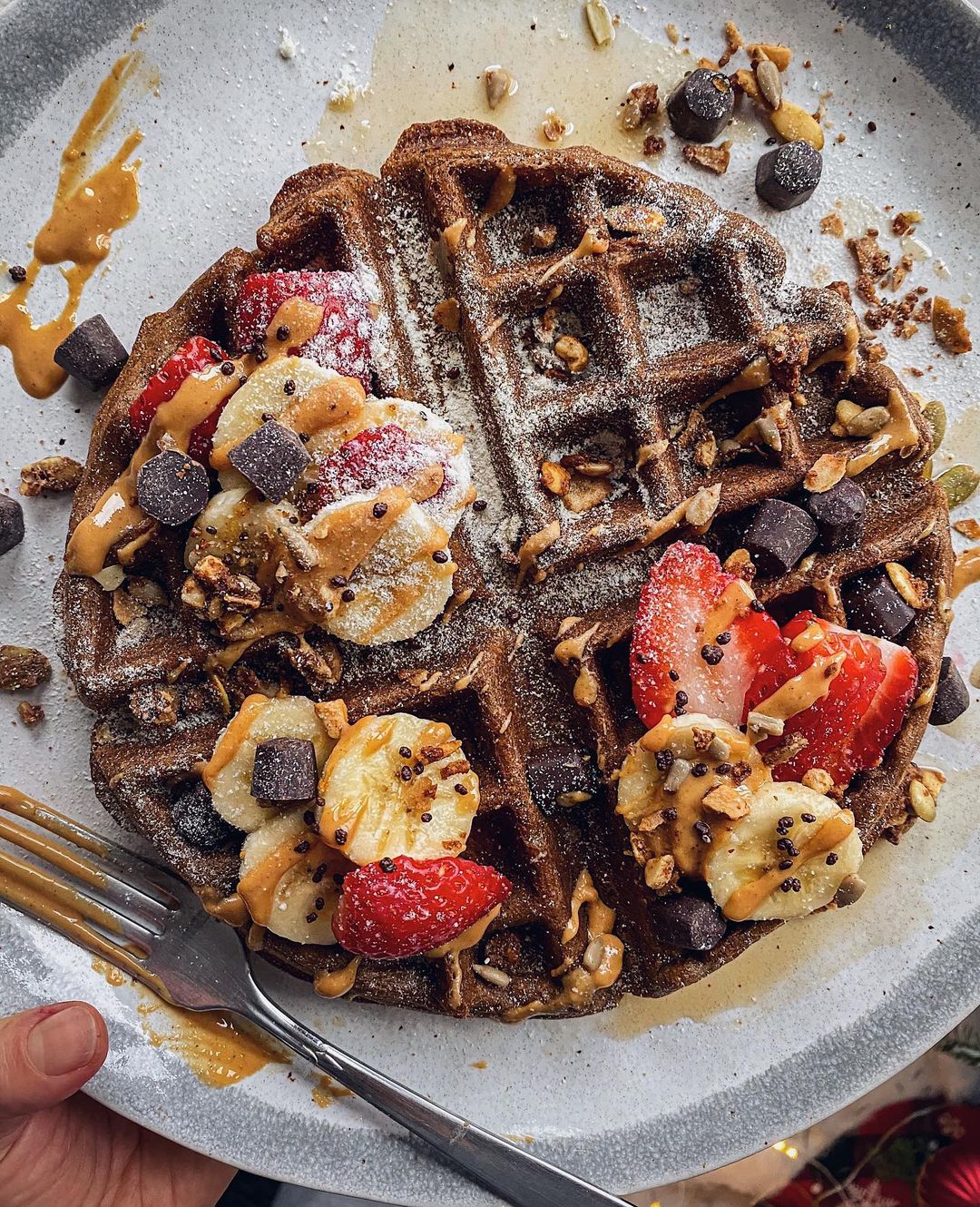 Fluffy Paleo Chocolate Gingerbread Waffles