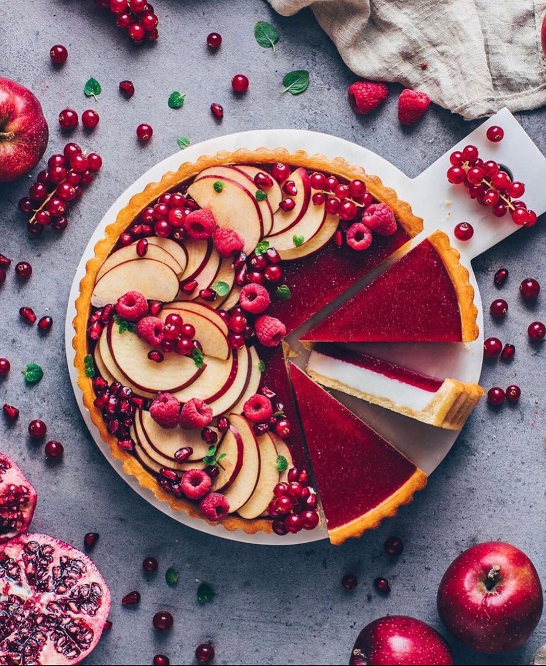 Vegan Panna Cotta Tart with Custard and Jelly