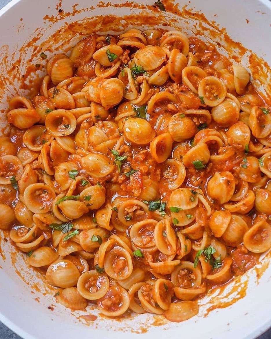 Orecchiette with Tomato Meat Sauce