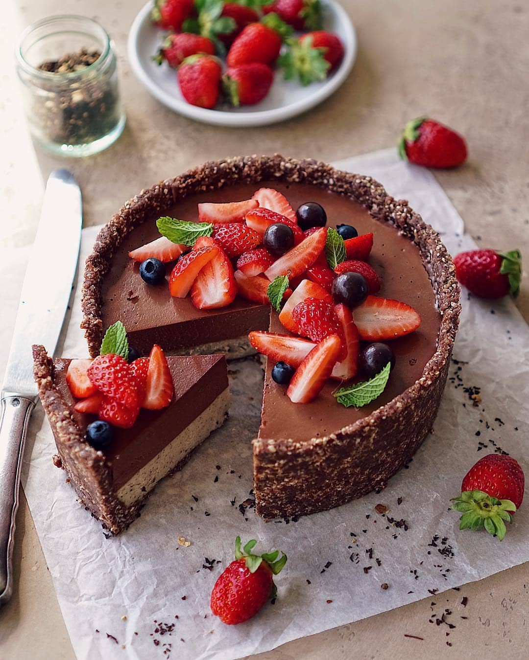 No-Bake Earl Grey Chocolate Cake with Buckwheat Crust