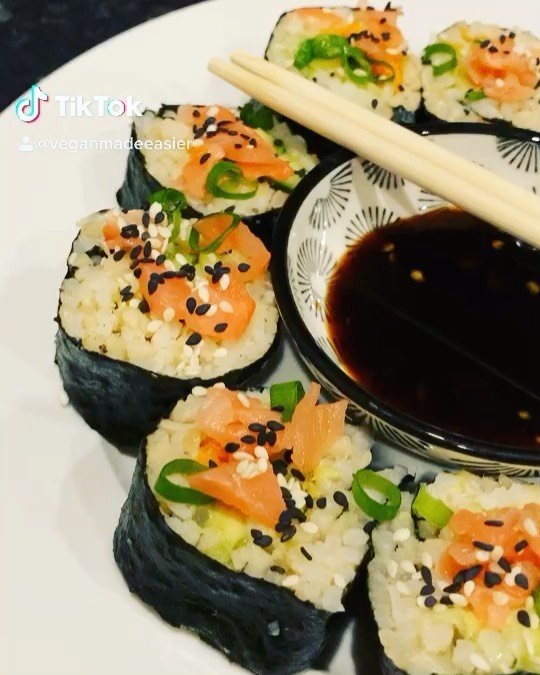 Homemade Vegetable Sushi Rolls with Dipping Sauce