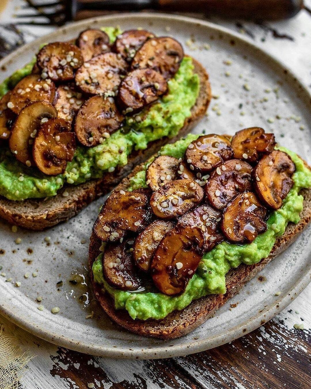 Avocado Garlicky Mushroom Toast