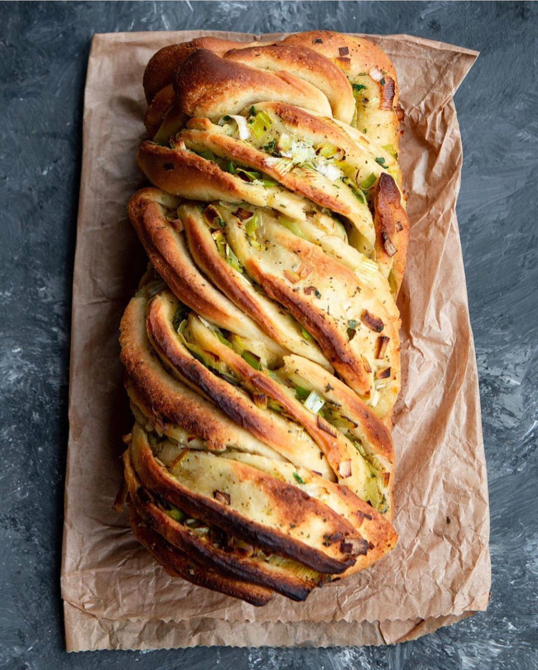 Garlic and Leek Twist Bread