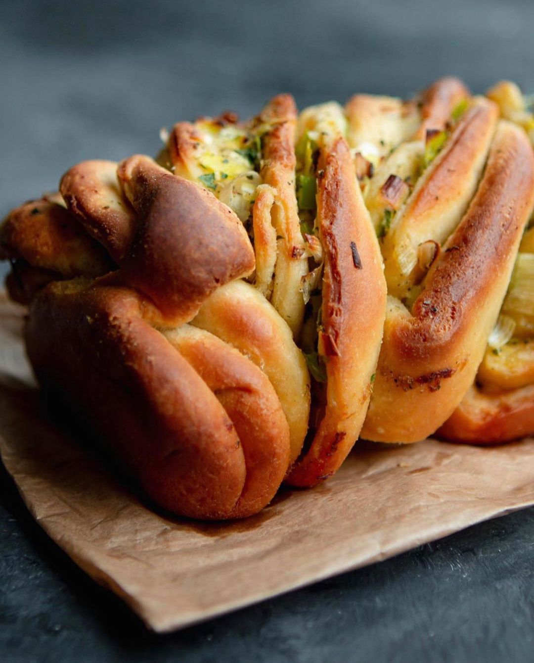 Garlic and Leek Twist Bread