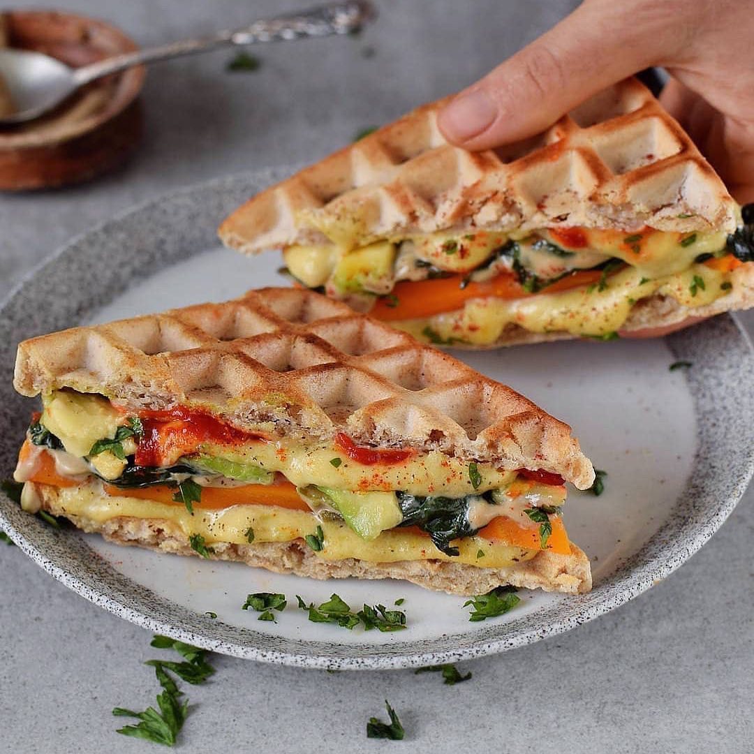 Vegan Grilled Cheese Waffle Sandwiches