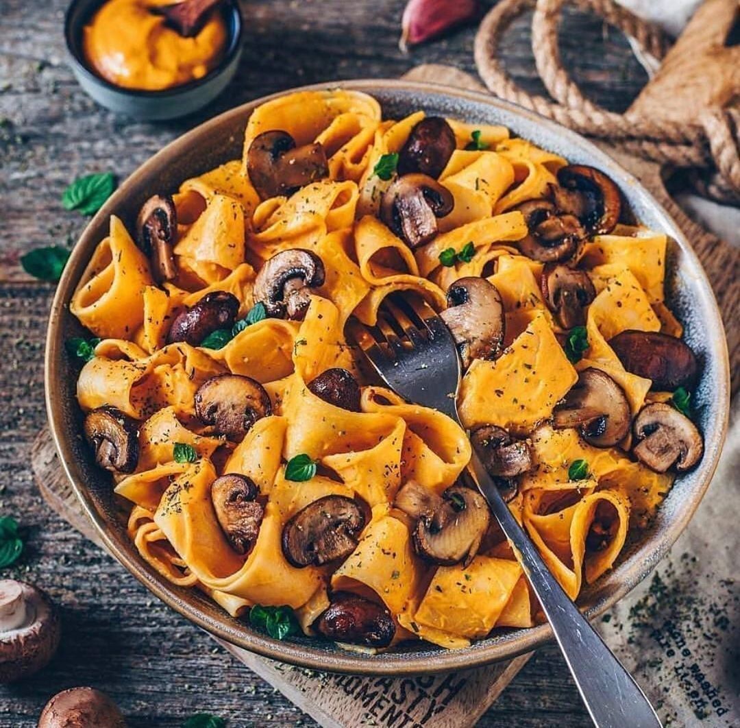 Pasta with Sweet Potato and Mushroom Sauce