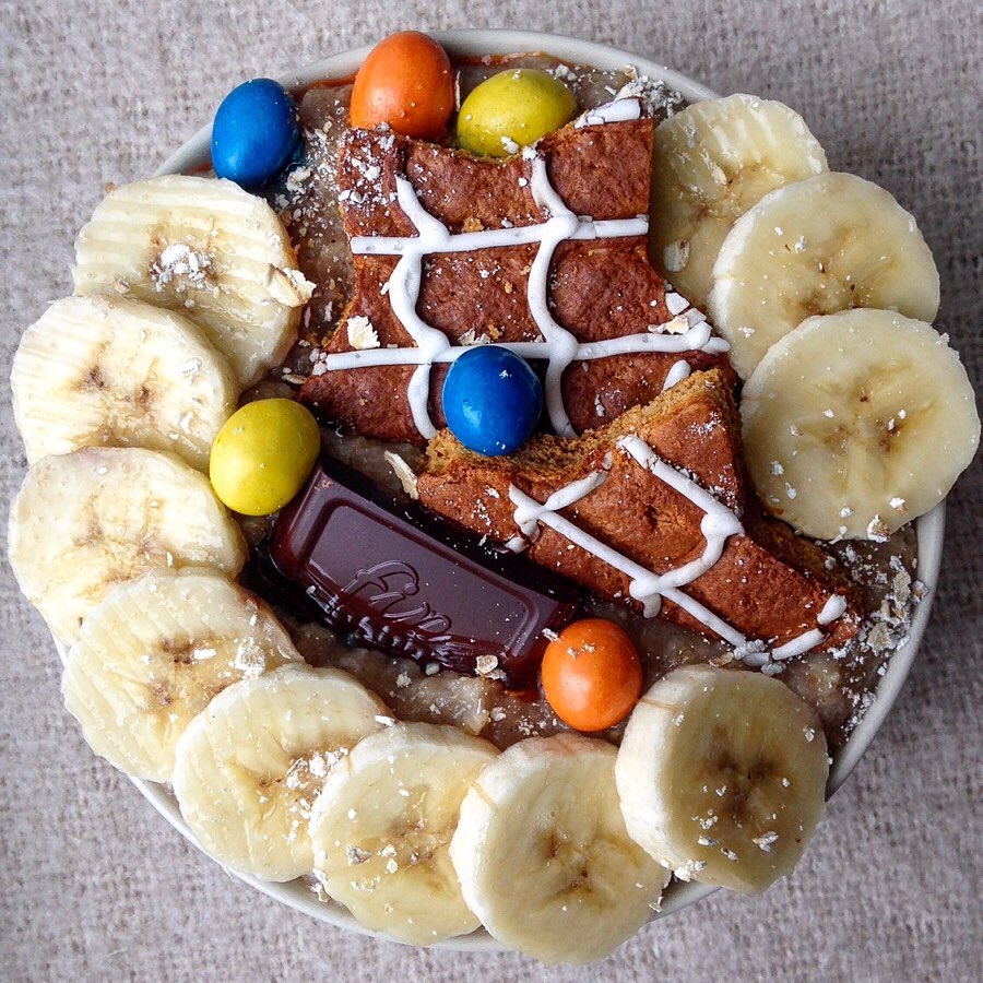 Banana Oatmeal with Christmas Toppings