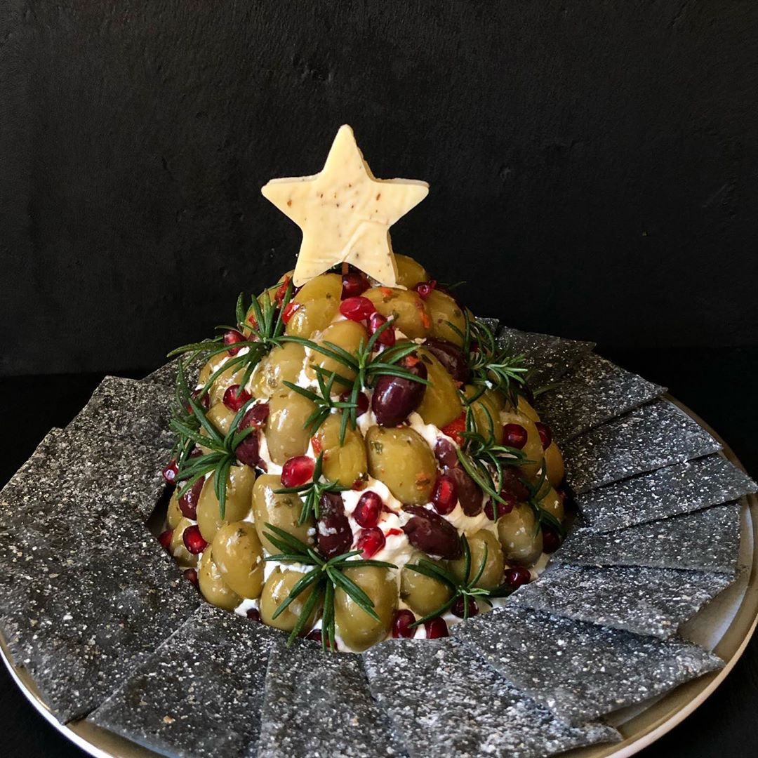 Creamy Antipasti Tree with Olives and Tomatoes