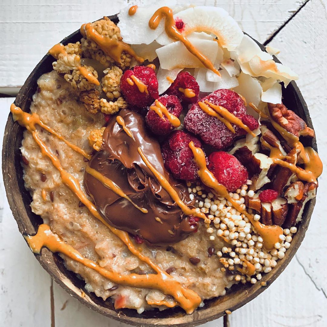 Coconut Milk Oatmeal with Seeds and Toppings